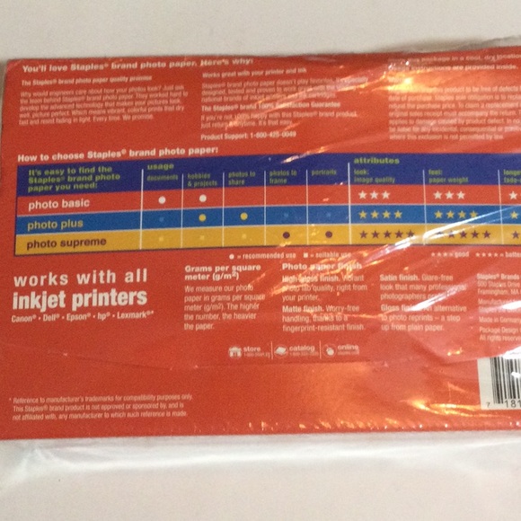 NIB Staples Photo Basic Gloss 200 Sheets AllI Inkjet Printers - Picture 4 of 4